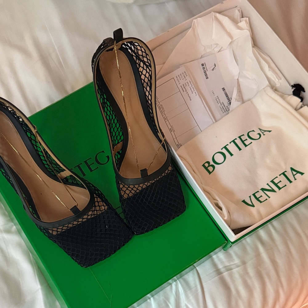Bottega Veneta Black Mesh Heels